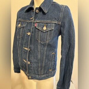 New Levi’s 501 Big E Dark Denim Jean Jacket Classic Style 100% Cotton Size XS S‎